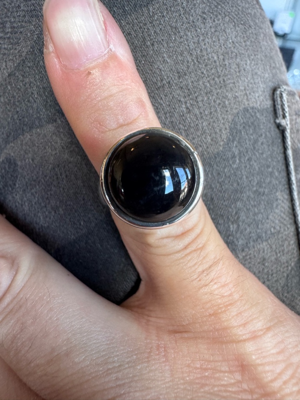 Used James Avery Silver Ring with Black Cabochon Stone retired - Picture 2 of 9